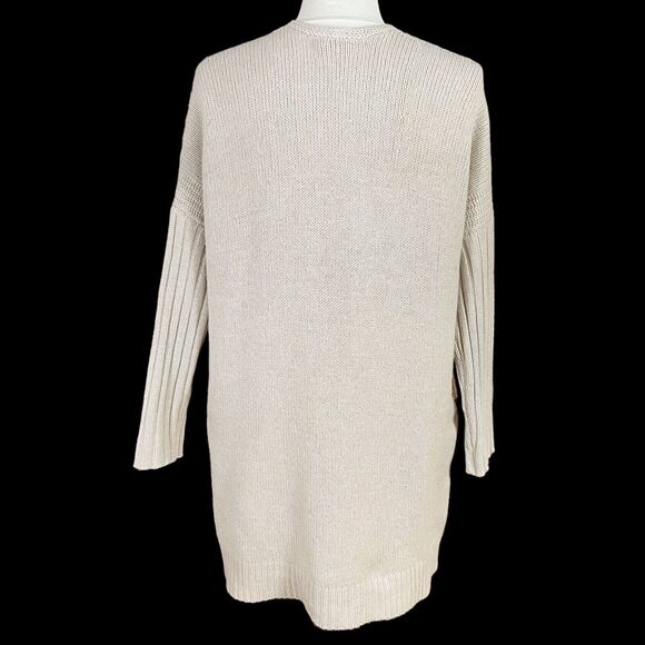 Vince Tunic Poncho Yak Sweater Sz XS Mix Ribbed 46 Bust Oversize Heather Oatmeal - Picture 11 of 13